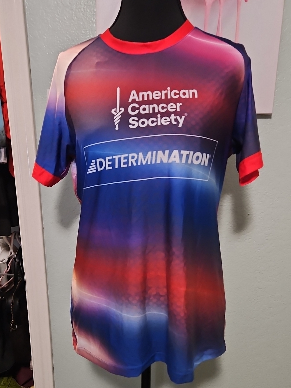 'Determination' Short Sleeve Tee - Red & Blue
